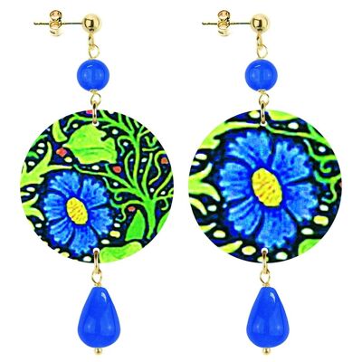 Celebra la primavera con gioielli ispirati ai fiori. Orecchini Donna The Circle Piccolo Fiore Blu. Made in Italy