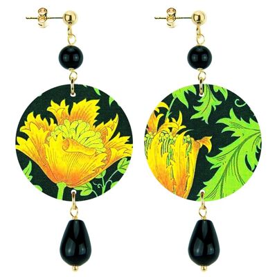 Celebrate spring with flower-inspired jewelry. The Circle Small Yellow Flower Women's Earrings. Made in Italy