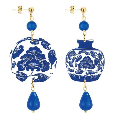 Celebra la primavera con joyas inspiradas en las flores.Pendientes de mujer The Circle Small Blue Vase.Hecho en Italia