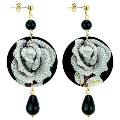 Boucles d'Oreilles Femme Le Cercle Petit Bijou Rose. Fabriqué en Italie