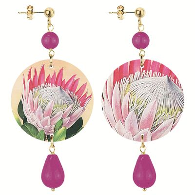 Celebrate spring with flower-inspired jewelry. Women's Earrings The Circle Small Flower Clear Background. Made in Italy