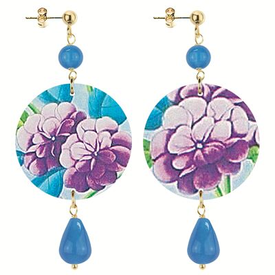 Celebrate spring with flower-inspired jewelry. The Circle Small Pink Hydrangea Women's Earrings. Made in Italy