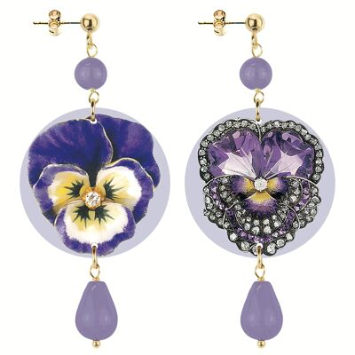 Celebrate spring with flower-inspired jewelry. The Circle Small Pansy Jewel Women's Earrings. Made in Italy