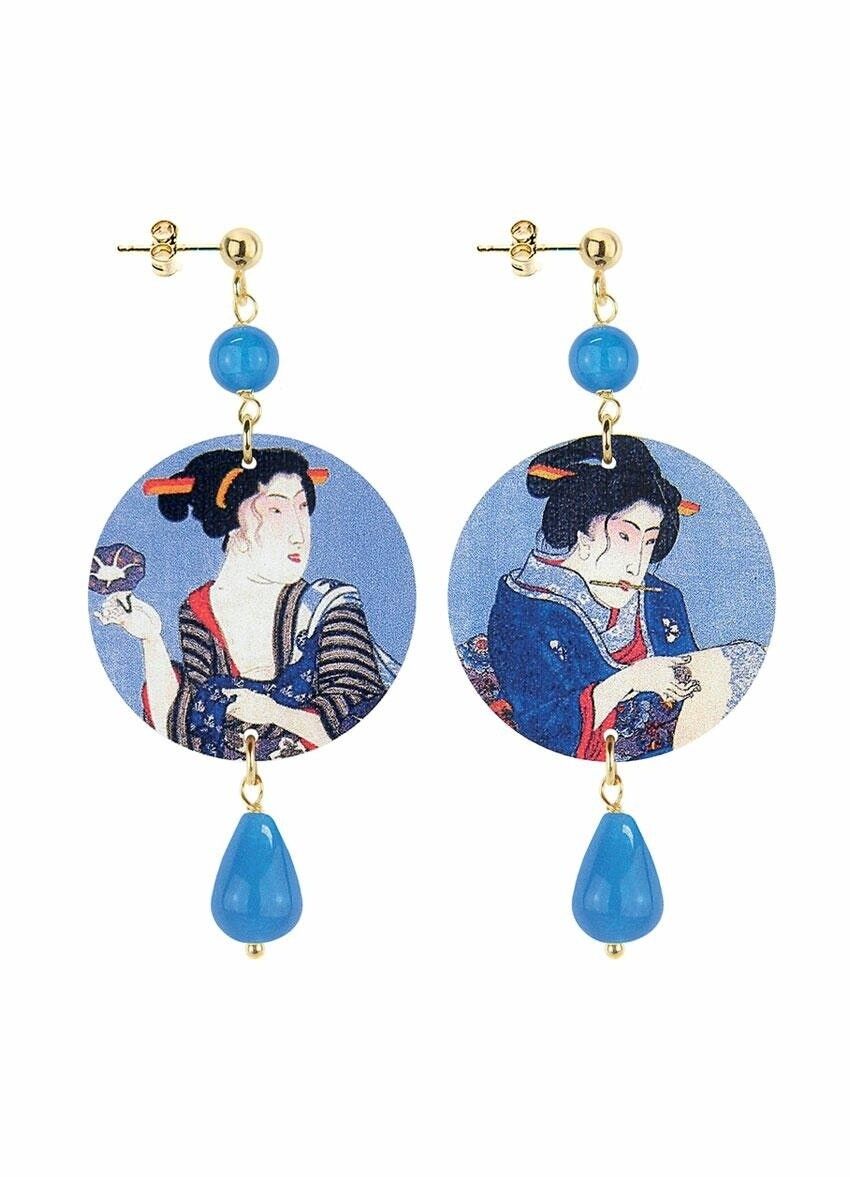 The Circle Little Geisha Hellblaue Damenohrringe. Hergestellt in Italien