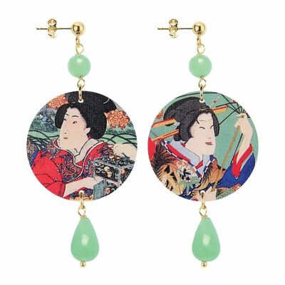 The Circle Little Green Geisha Women's Earrings. Made in Italy