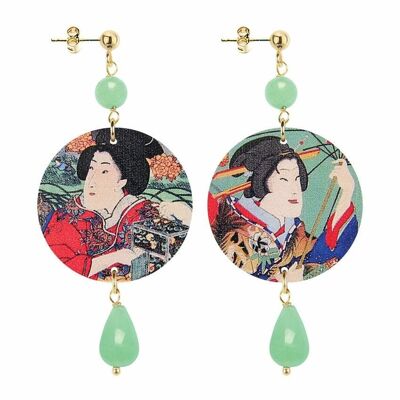 Pendientes de mujer The Circle Little Green Geisha. Hecho en Italia