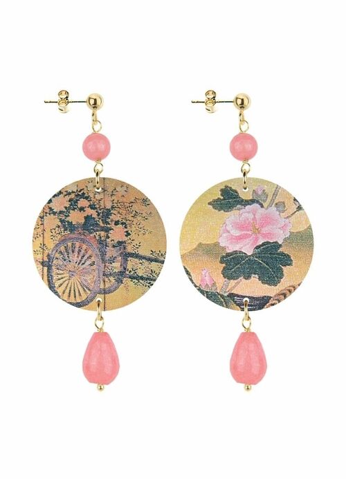 Celebra la primavera con gioielli ispirati ai fiori. Orecchini Donna The Circle Piccolo Fiori Rosa Fondo Oro. Made in Italy