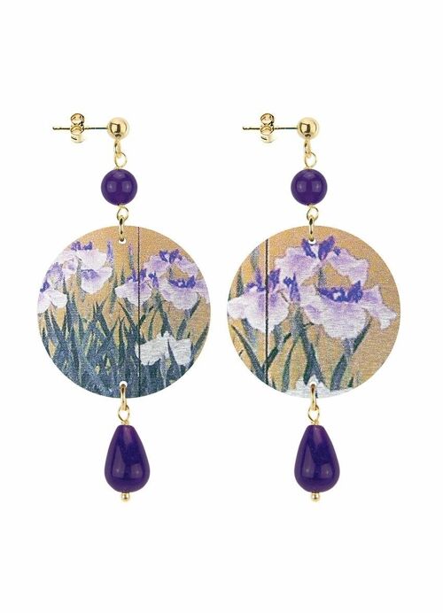 Celebra la primavera con gioielli ispirati ai fiori. Orecchini Donna The Circle Piccolo Fiori Viola Fondo Oro. Made in Italy