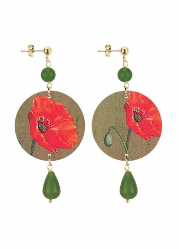 Célébrez le printemps avec des bijoux inspirés des fleurs. Boucles d'oreilles pour femmes The Circle Small Red Poppy. Fabriqué en Italie