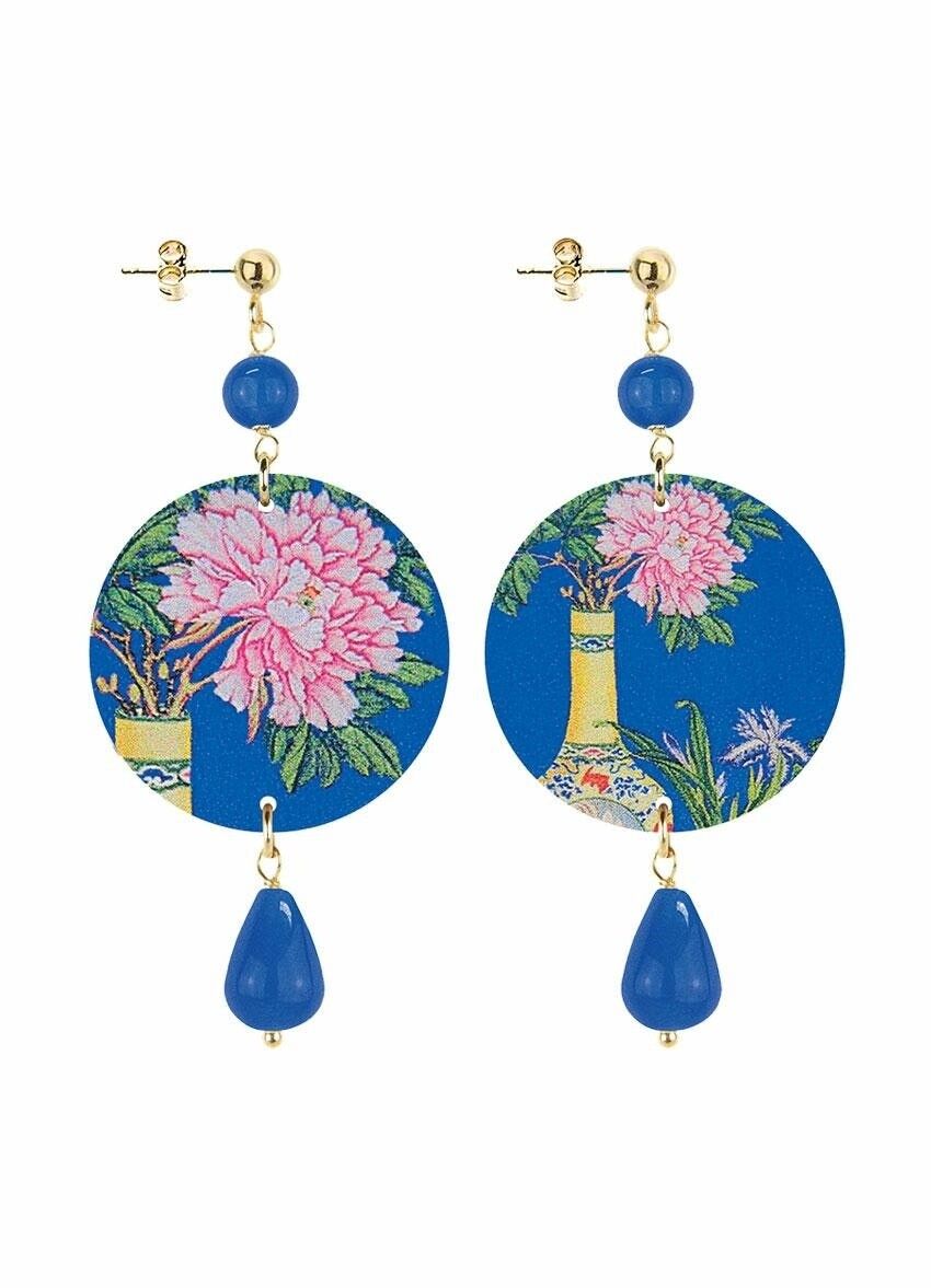 Celebra la primavera con gioielli ispirati ai fiori. Orecchini Donna The Circle Piccolo Fiore Rosa in Vaso Giallo. Made in Italy