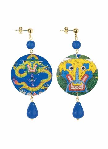 Boucles d'oreilles pour femme The Circle Small Blue Dragon Fabriquées en Italie