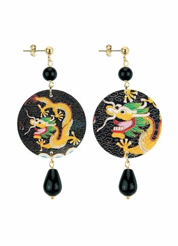 Boucles d'oreilles pour femme The Circle Small Black Dragon Fabriquées en Italie