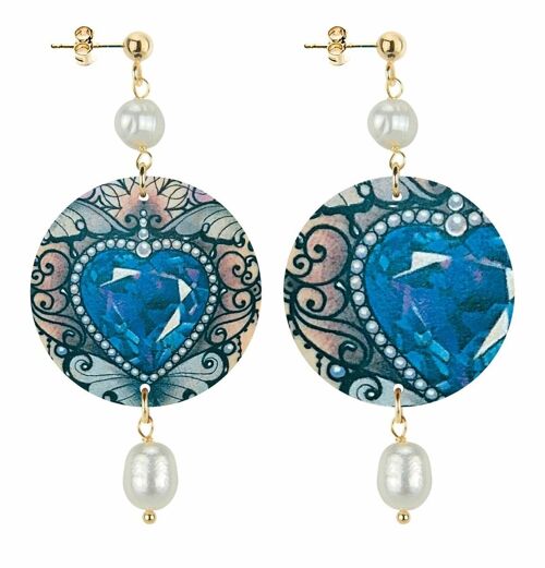 Orecchini Donna The Circle Piccolo Cuore Blu. Made in Italy