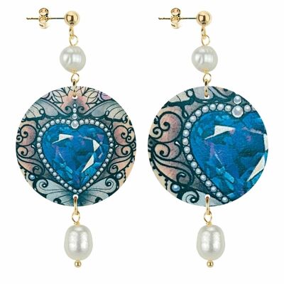 Pendientes de Mujer The Circle Pequeño Corazón Azul.Hecho en Italia