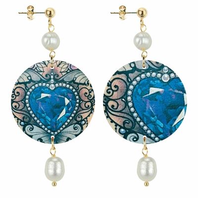 The Circle Small Blue Heart Women's Earrings. Made in Italy