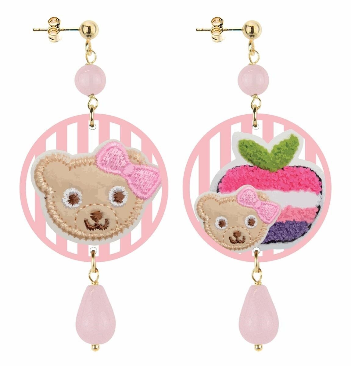 Damenohrringe Der Kreis Kleine Bär Linien Hintergrund. Hergestellt in Italien