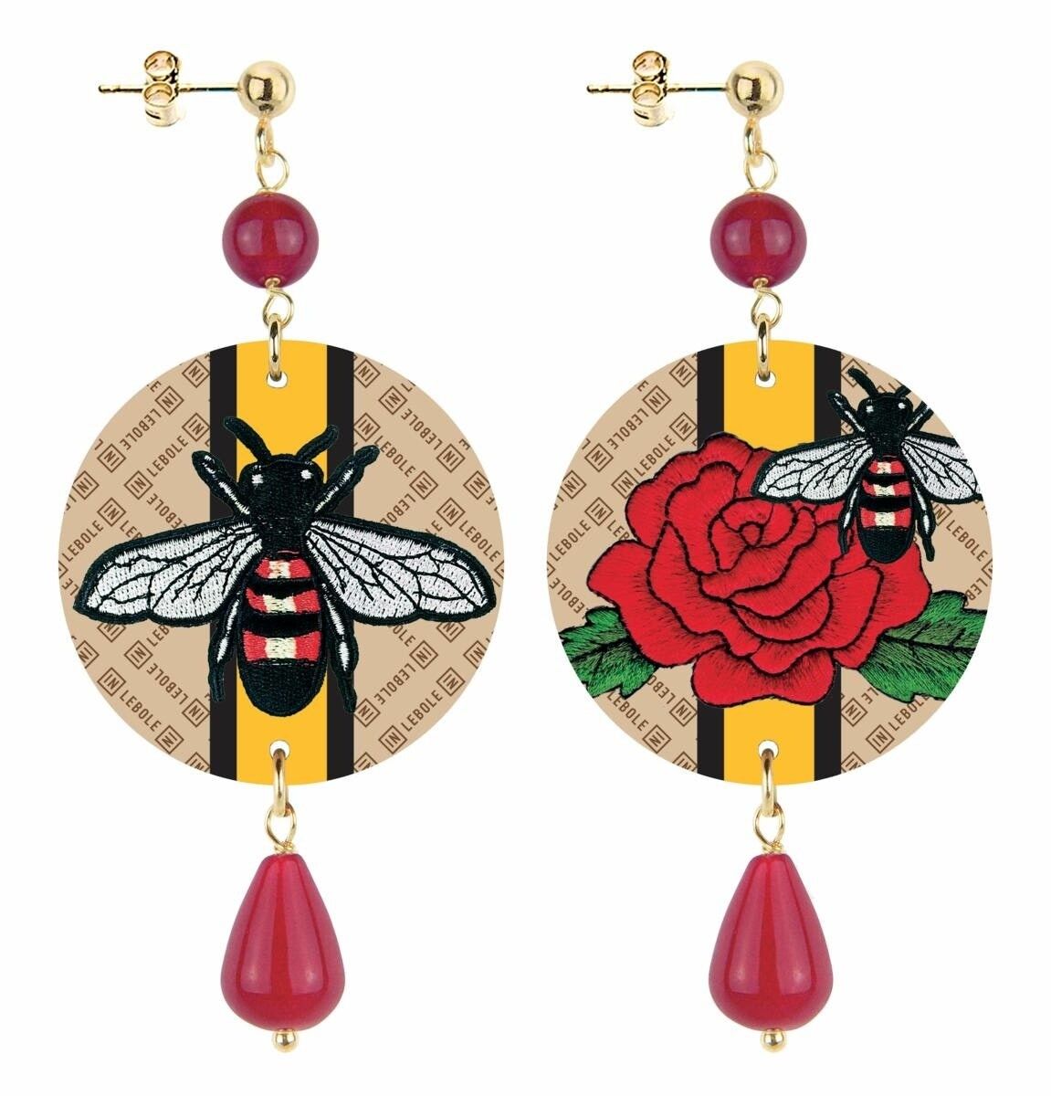 Celebra la primavera con gioielli ispirati ai fiori. Orecchini Donna The Circle Piccolo Rosa Rossa e Ape. Made in Italy