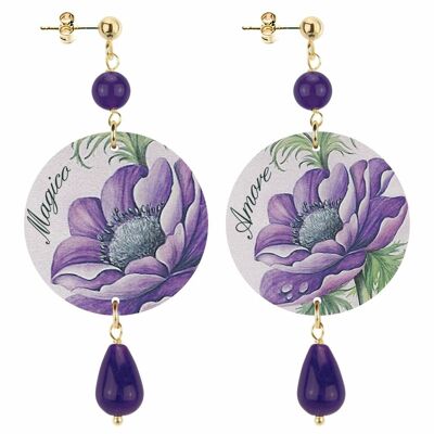 Celebre la primavera con joyas inspiradas en flores. Pendientes Mujer El Círculo Pequeña Flor Mágica Amor. Hecho en Italia