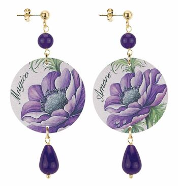 Célébrez le printemps avec des bijoux inspirés des fleurs. Boucles d'Oreilles Femme Le Cercle Petite Fleur Magique Amour. Fabriqué en Italie