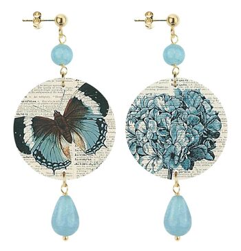 Célébrez le printemps avec des bijoux inspirés de la nature. Boucles d'oreilles pour femmes The Circle Small Butterfly et Hortensia. Fabriqué en Italie