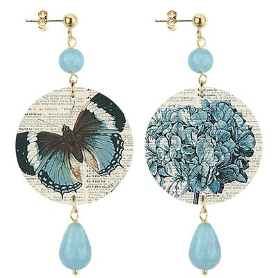 Celebrate spring with nature-inspired jewelry. The Circle Small Butterfly and Hydrangea Women's Earrings. Made in Italy