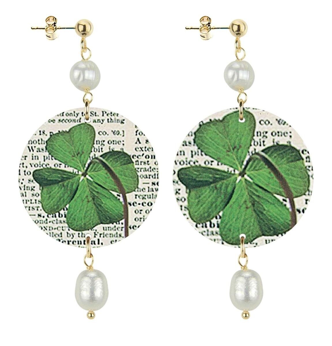 Celebra la primavera con gioielli ispirati alla natura. Orecchini Donna The Circle Piccolo Quadrifoglio Fondo Chiaro. Made in Italy