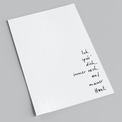 lettering card | I still feel you on my skin Love card with saying