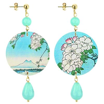 Celebre la primavera con joyas inspiradas en flores. Pendientes Mujer El Círculo Pequeñas Flores Blancas. Hecho en Italia