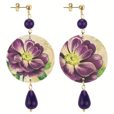 Celebre la primavera con joyas inspiradas en flores. Pendientes de mujer The Circle Small Purple Flower. Hecho en Italia