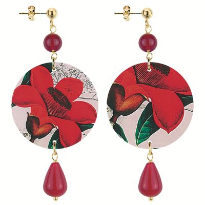 Celebre la primavera con joyas inspiradas en flores. El Círculo Mujer Pendientes Pequeña Flor Roja Fondo Claro. Hecho en Italia