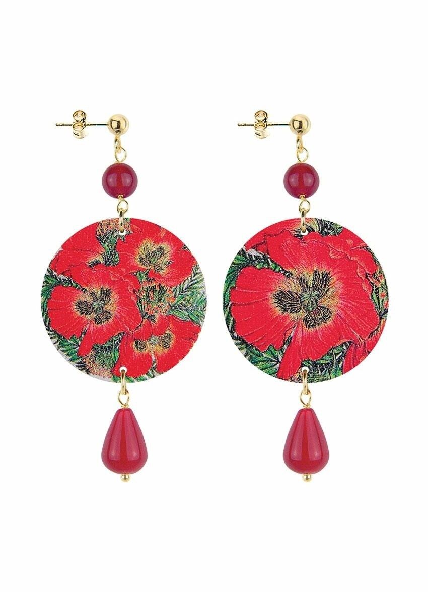 Celebre la primavera con joyas inspiradas en flores. Pendientes de mujer The Circle Small Red Flower. Hecho en Italia