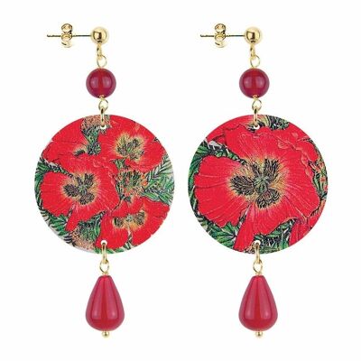 Celebre la primavera con joyas inspiradas en flores. Pendientes de mujer The Circle Small Red Flower. Hecho en Italia