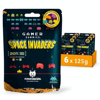 Space Invaders™ Gummies 20 % jus de fruits, 6 saveurs fruitées (6x125g) 1