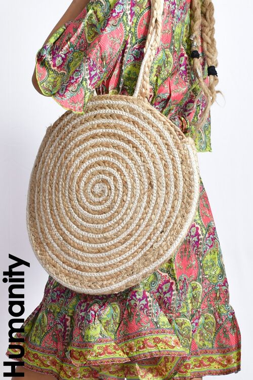 EcoChic Circular Organic Jute Tote Bag_bohemian Eco-friendly Upcycled hand bag, boho bag weaved with Jute.