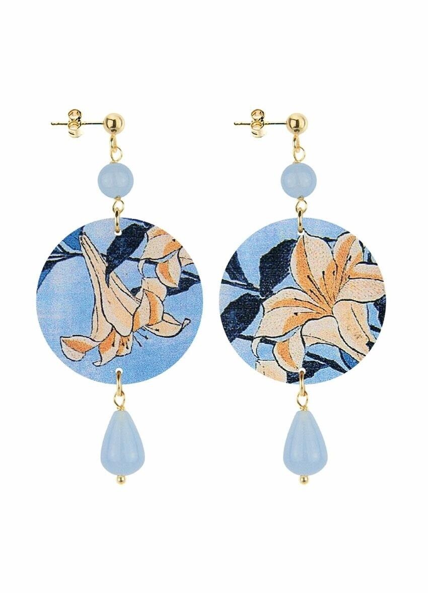 Celebre la primavera con joyas inspiradas en flores. Pendientes Mujer El Círculo Pequeñas Flores Blancas. Hecho en Italia