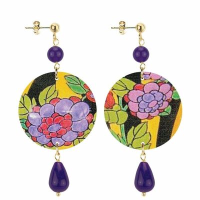 Célébrez le printemps avec des bijoux inspirés des fleurs. Boucles d'oreilles pour femmes The Circle Small Purple Flower. Fabriqué en Italie