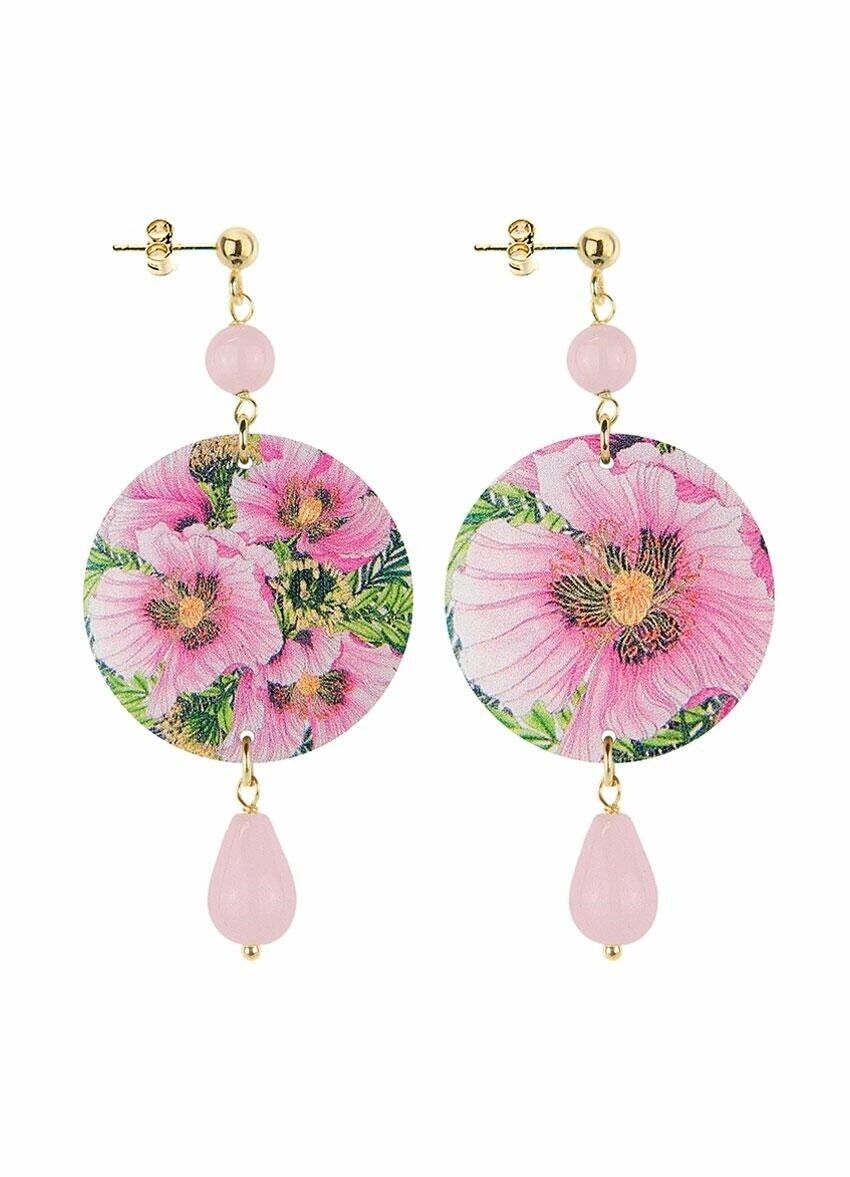 Celebra la primavera con gioielli ispirati ai fiori. Orecchini Donna The Circle Piccolo Fiore Rosa. Made in Italy