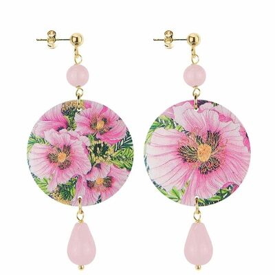 Célébrez le printemps avec des bijoux inspirés des fleurs. Boucles d'oreilles pour femmes The Circle Small Pink Flower. Fabriqué en Italie