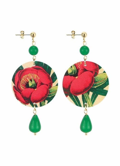 Celebra la primavera con gioielli ispirati ai fiori. Orecchini Donna The Circle Piccolo Fiore Rosso. Made in Italy