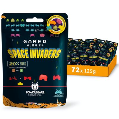 Space Invaders™ Gummies 20 % jus de fruits, 6 saveurs fruitées (72 x 125 g)