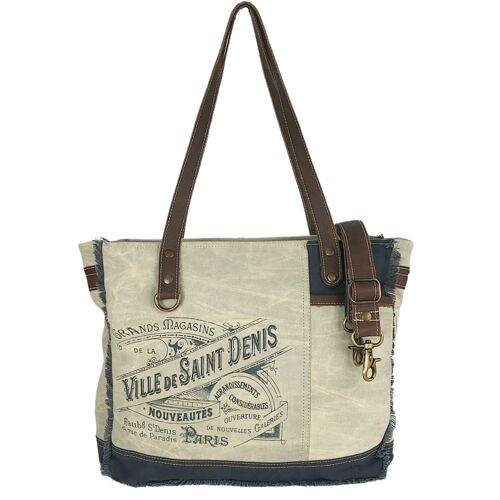 Sunsa Damen Handtasche. XXL Shopper Leinwand/Canvas & Leder. Vintage Retro Stil Tasche. Große Schultertasche.