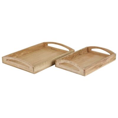 Wooden tray HTB2 serving tray set of 2 mango wood with handle