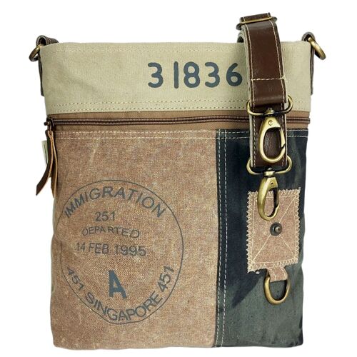 Sunsa Damen Umhängetasche. Crossover Bag mit Viele Fächern. Vintage- Retro Stil Schultertasche. Crossbody Tasche aus Canvas & Leder