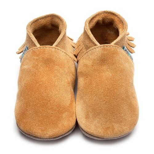 Baby Moccacins with Suede or Rubber Sole - Browns