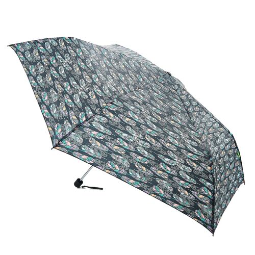 Eco Chic Foldable Mini Umbrella Black Feather