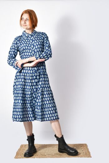 Eve Shirt Dress_Coton bio bohème, moderne, bureau Robe longue 5