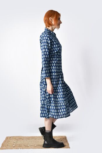 Eve Shirt Dress_Coton bio bohème, moderne, bureau Robe longue 7