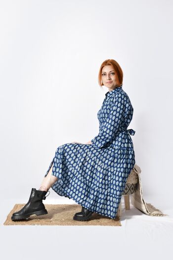 Eve Shirt Dress_Coton bio bohème, moderne, bureau Robe longue 9