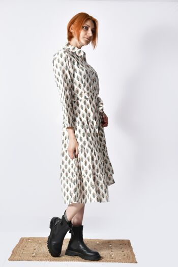 Eve Shirt Dress_Coton bio bohème, moderne, bureau Robe longue 11