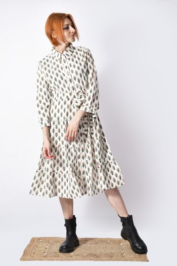 Eve Shirt Dress_Coton bio bohème, moderne, bureau Robe longue 13